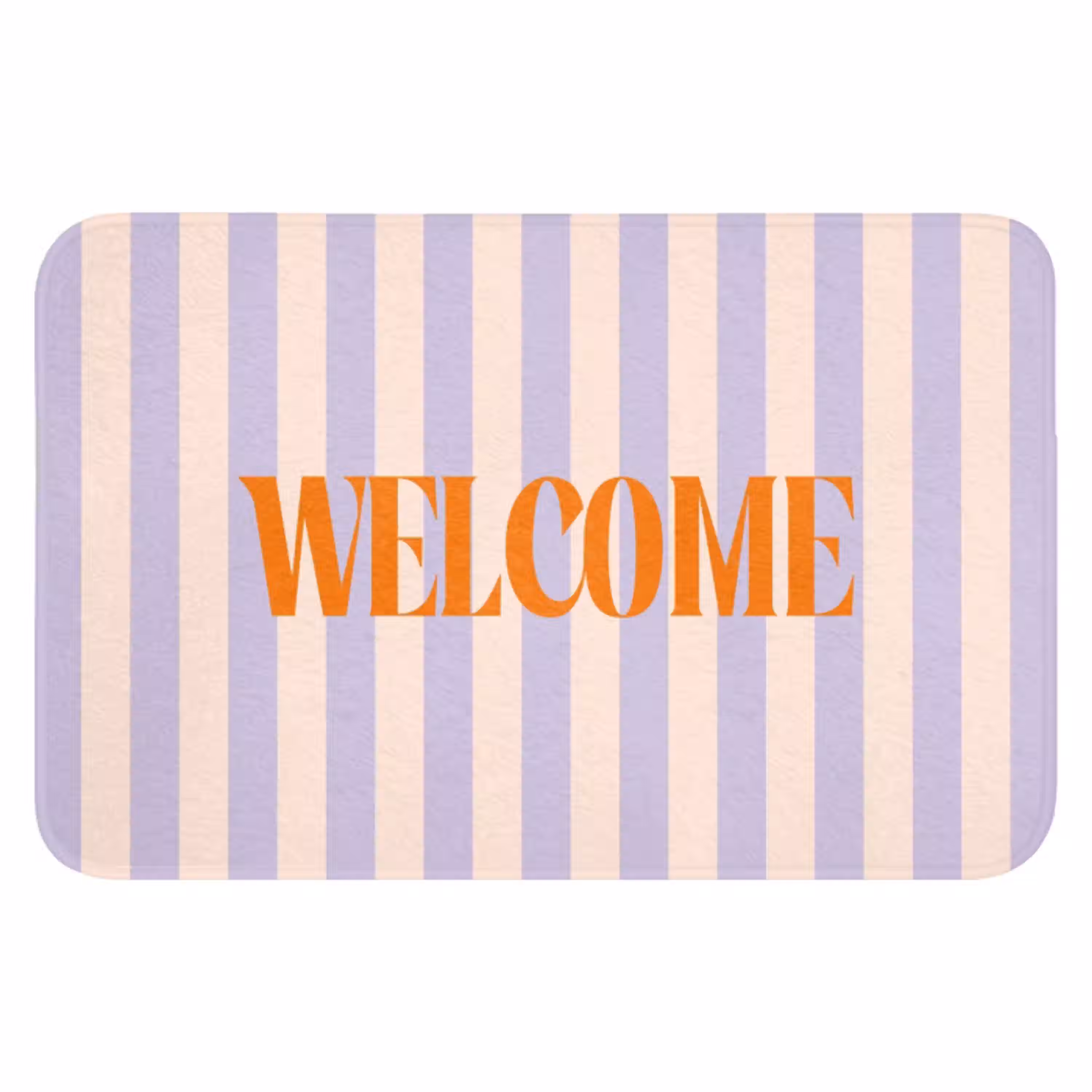 Lila - Oranje - Strepen - Welcome WCmat klein -3d