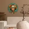 Vrouw - Bloemen - Vlinders - Natuur - Vintage Wandcirkel kunststof plaat 5mm dik klein -sfeer1