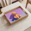 Teddybeer - Schaduw - Penseelstreken - Paars Dienblad Rechthoek middel -sfeer1
