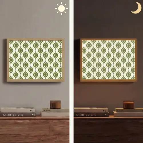 Patroon - Retro - Groen Light Box met batterij (Wandlamp) middel 907 -sfeer3