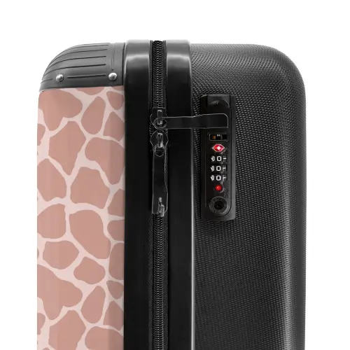 Girraffenpatroon op lichtroze NBS - Handbagage koffer - Volwassenen Unisex middel -slot