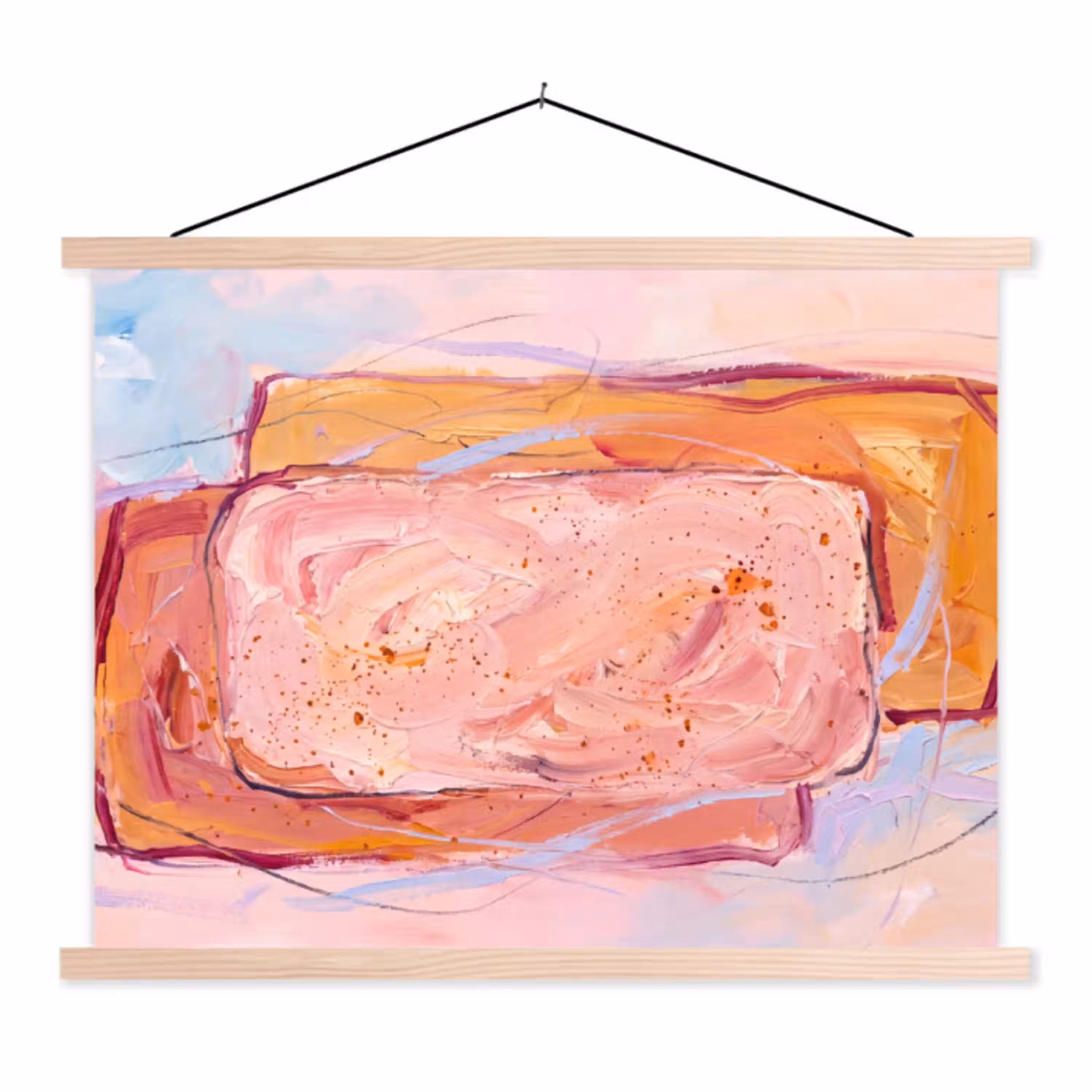 Abstract - Vormen - Modern - Roze textielposter latten blank klein -3d
