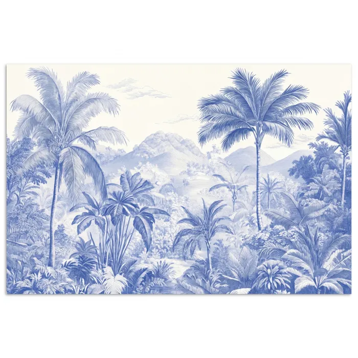 Tropisch - Jungle - Blauw poster papier klein -3d