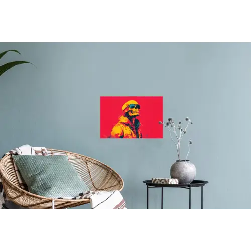 Zonnebril - Schedel - Jas - Rood Muursticker klein -plant
