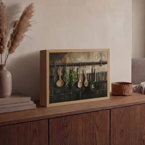 Keukengerei - Rustiek - Tegels - Kruiden Light Box met batterij (Wandlamp) middel -sfeer2