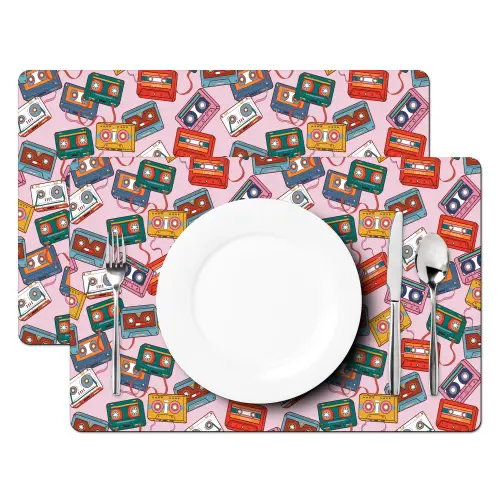 Cassette - Patroon - Roze Placemat vinyl groot 368 -zzsfeer2_Kitchenyeah-website