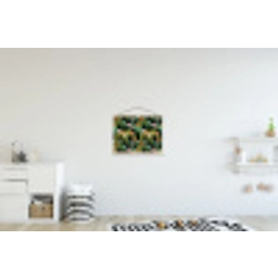 Katten - Bloemen - Kleurrijk textielposter latten blank klein 122 -kinderkamer