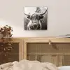 Schotse hooglander - Koe - Dieren - Zwart - Wit aluminium wit klein -sfeer3