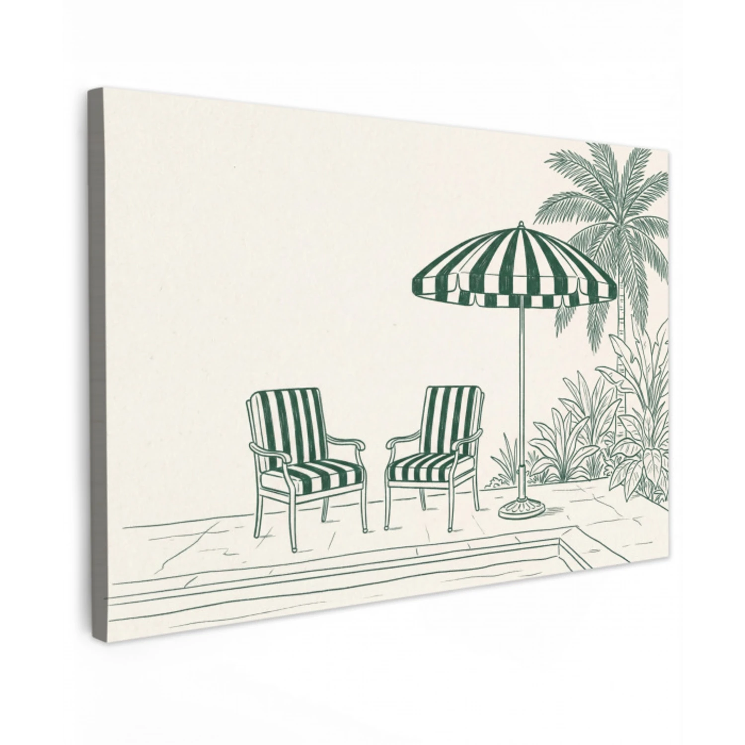 Terras - Illustratie - Groen Tuinposter op houten frame 2 cm dik klein -3d