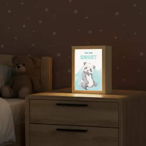 Panda - Blauw - Quote - 'You are smart' Light Box met kabel klein -sfeer1_kind