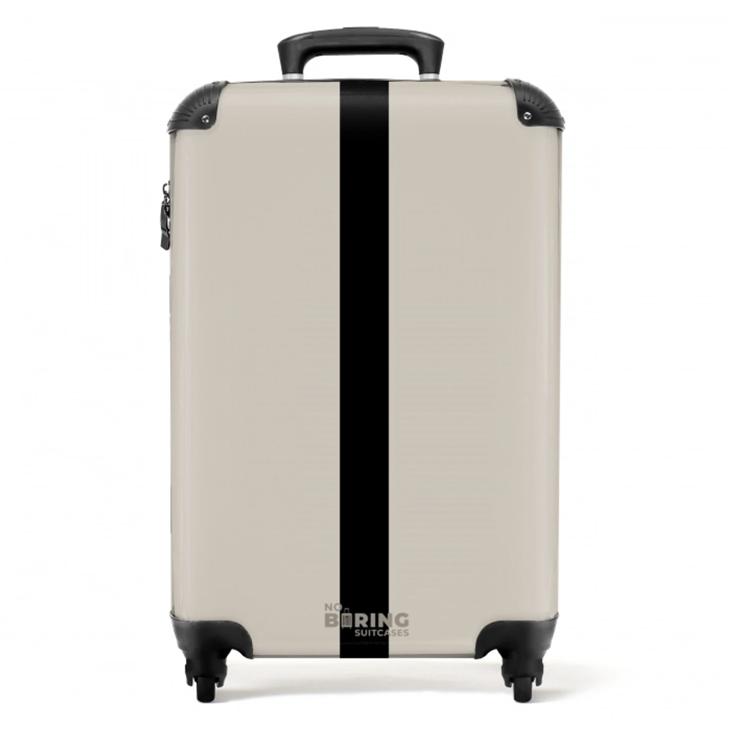 Minimal - Licht beige met zwarte streep NBS - Handbagage koffer - Unisex middel -productfoto_recht