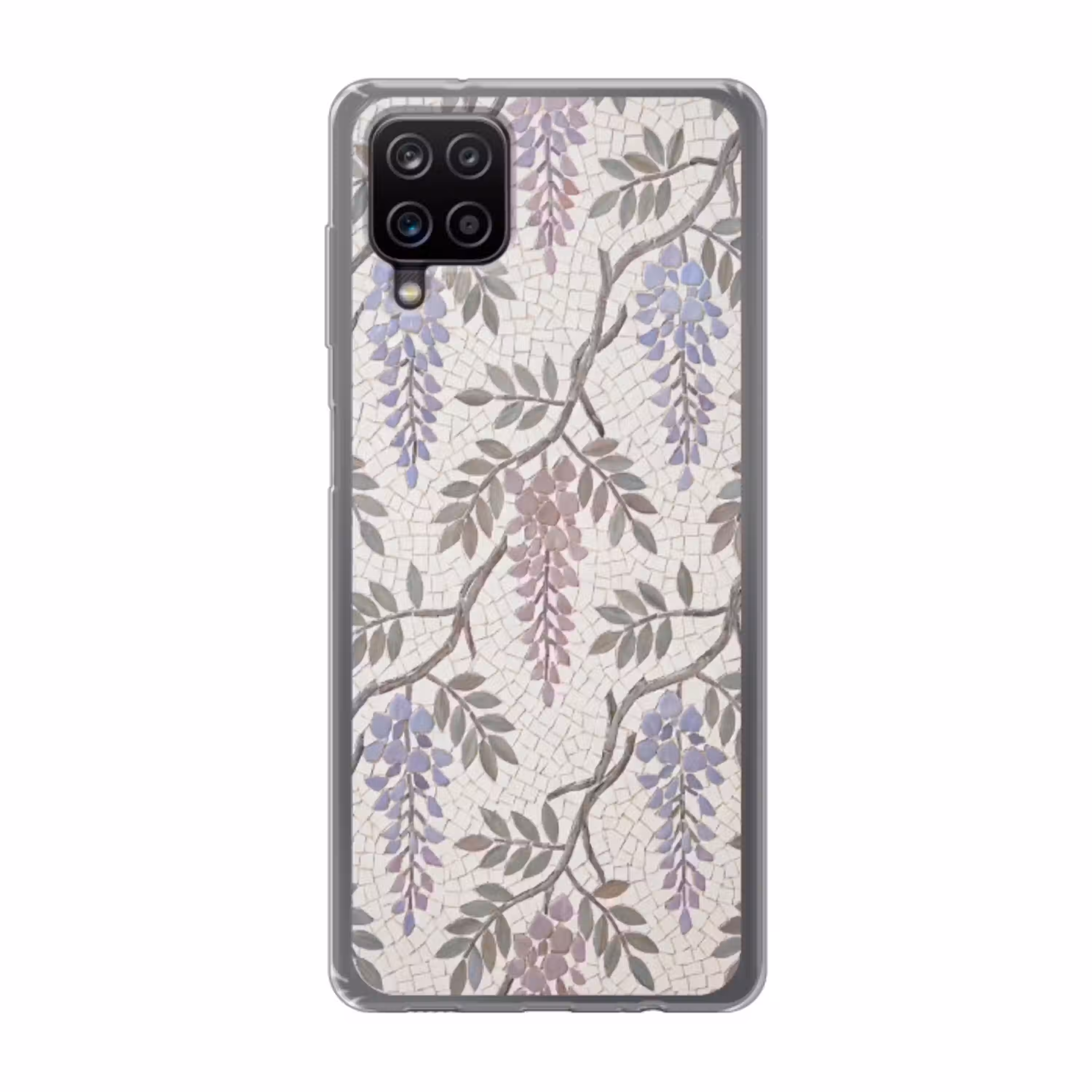 Bloemen - Mozaïek - Natuur - Patroon - Paars Telefoonhoesje Samsung Galaxy A12 klein -3d