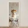 Vintage - Alpaca - Badkuip - Bloemen - Dieren deurposter klein -3d_beige