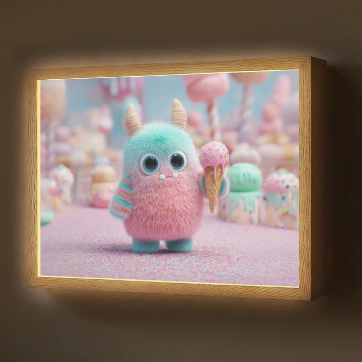 Monster - Pastel - Roze - Snoep Light Box met batterij (Wandlamp) middel -z3d_website