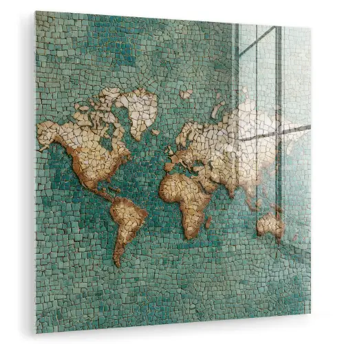 Wereldkaart - Gebroken tegels - Mozaïek plexiglas 5mm klein -zzzproduct_nieuw