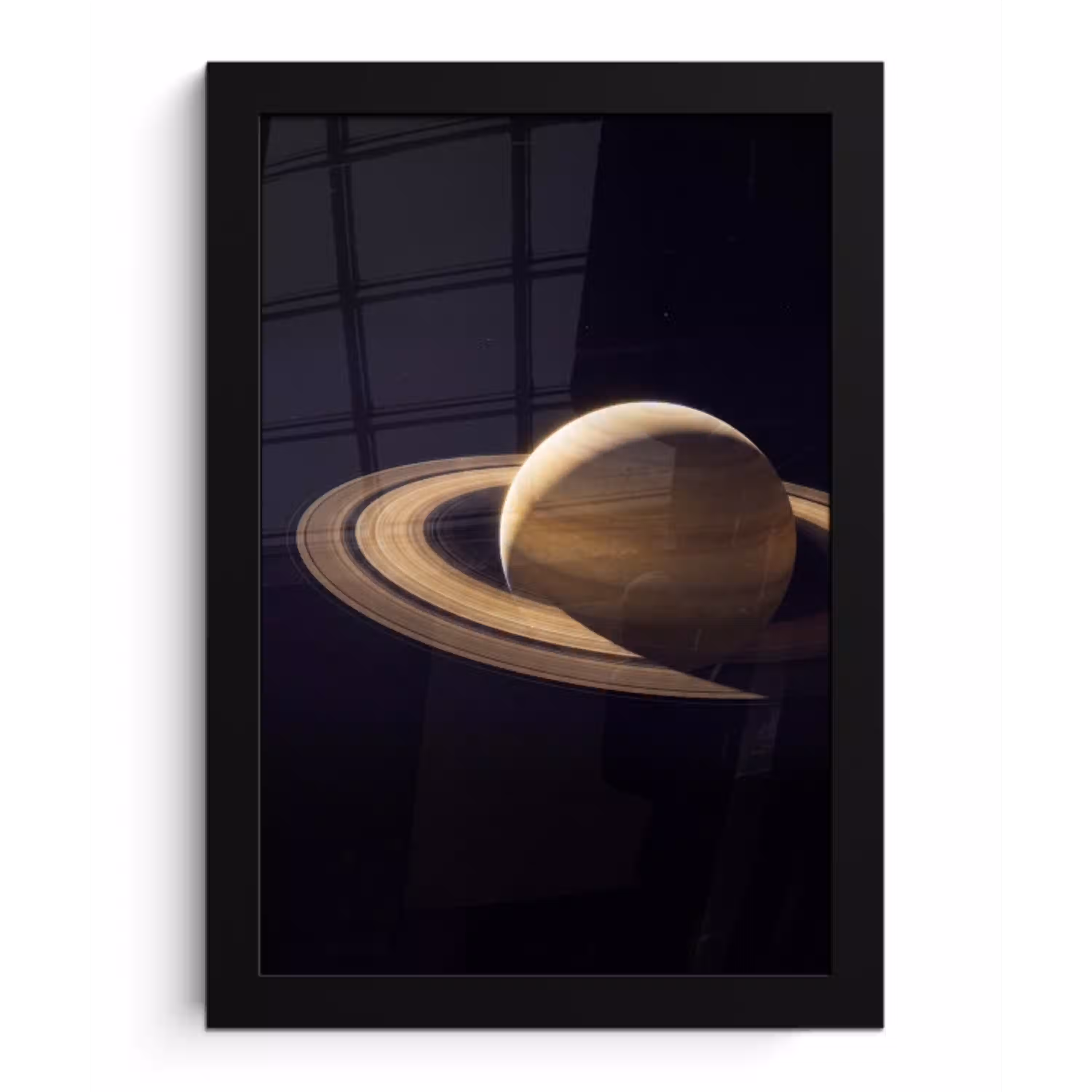 Planeet - Ringen - Ruimte fotolijst zwart zonder passe partout klein -3d