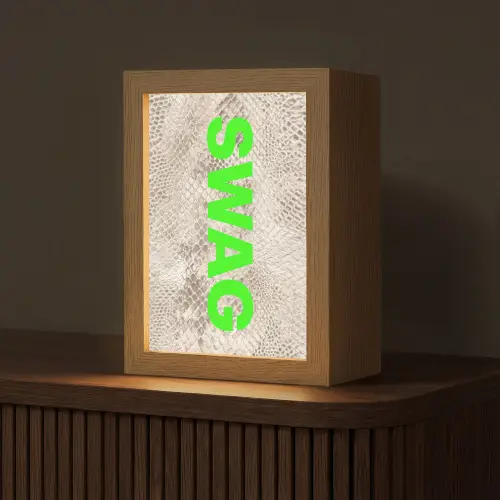 Slangenprint - SWAG - Neon - Groen Light Box met kabel (Tafellamp) klein -z3d_website