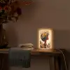 Vrouw - Krullen - Bloemen - Beige Light Box met kabel (Tafellamp) klein -sfeer4
