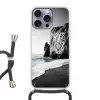 Strand - Klif - Golven - Voetstappen Hoesje iPhone 16 Pro Max met koord klein -3d