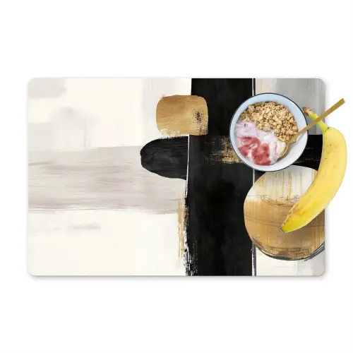 Vormen - Penseelstreken - Abstract - Goud Placemat vinyl groot -zzzproduct_Kitchenyeah-website
