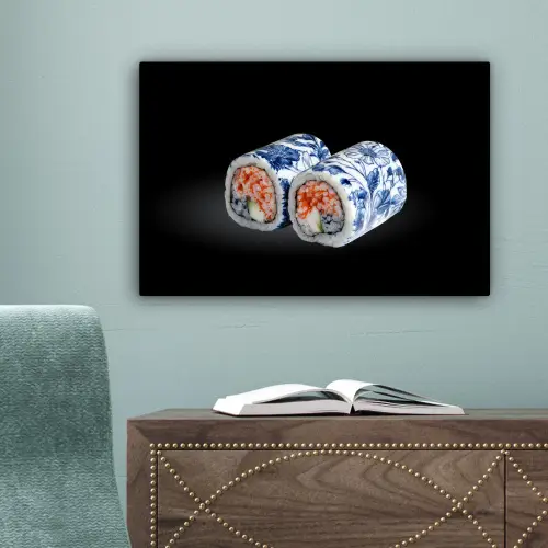 Sushi - Delfts blauw - Rijst - Vis - Elegant canvas 2cm klein -sfeer4