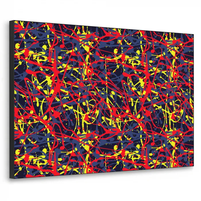 Waterverf - Rood - Geel Textielframe zwart klein 947 -3d