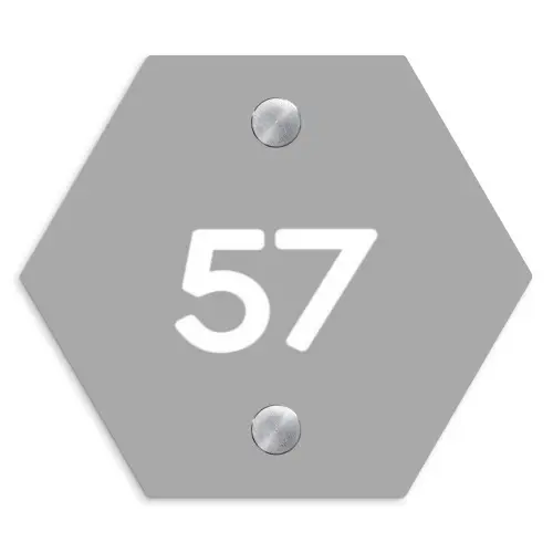 Effen lichtgrijs - Traditioneel Naambord Hexagon klein -3d
