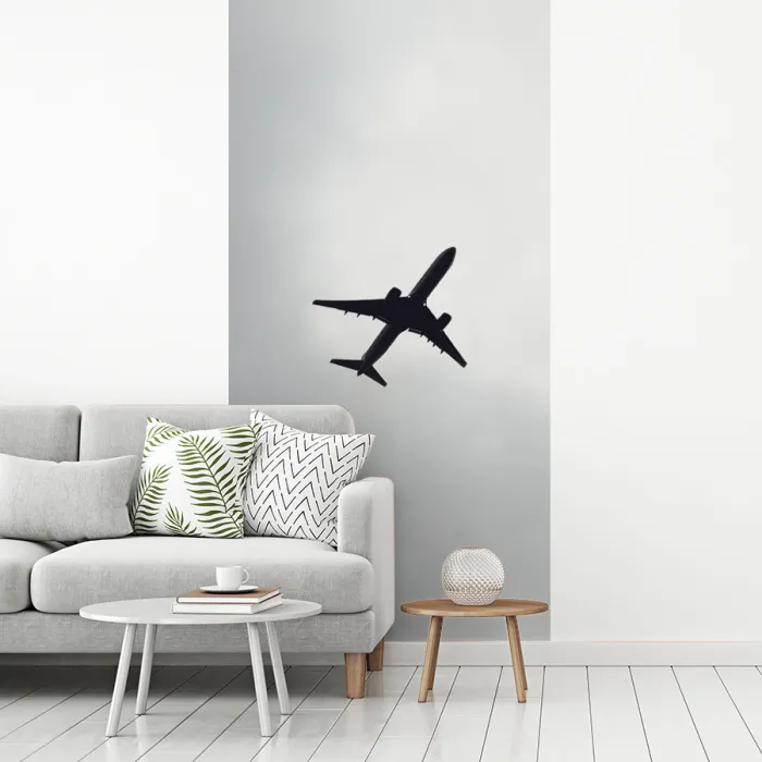 Minimalistisch - Silhouet - Zwart - Vliegtuig fotobehang vinyl groot -woonkamer