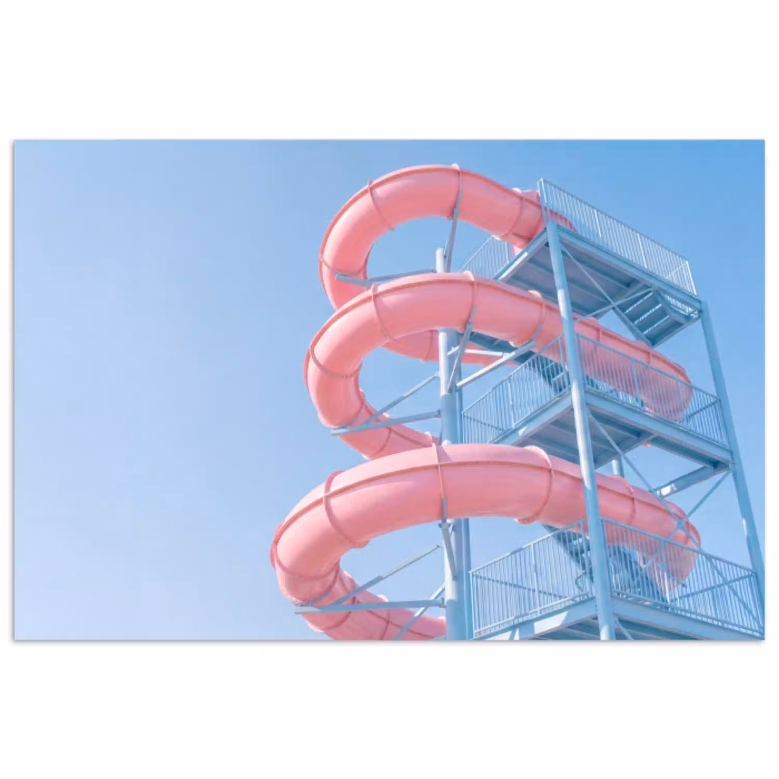 Glijbaan - Waterpark - Spiraal - Modern - Roze poster papier klein -3d