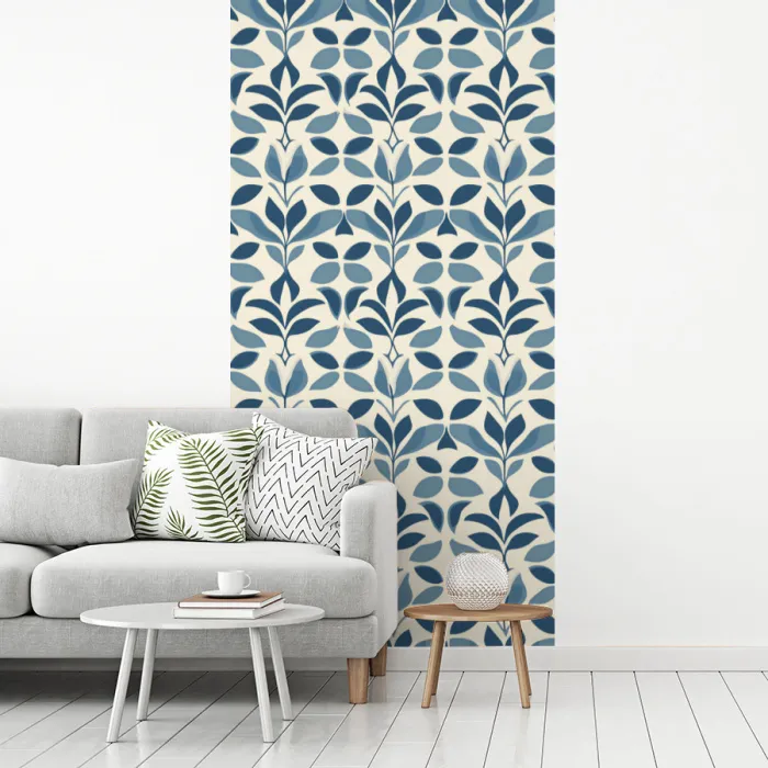 Flora - Modern - Blauw fotobehang vinyl groot 64 -woonkamer