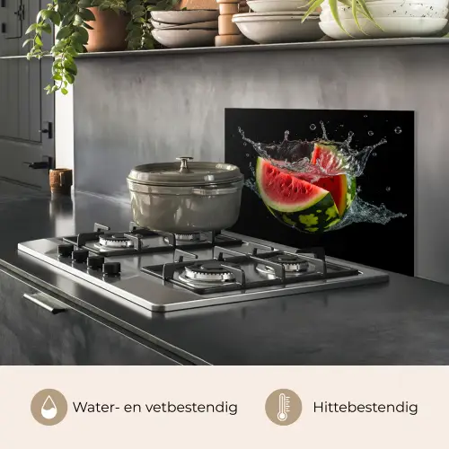 Watermeloen - Zwart - Water - Fruit - Meloen keuken achterwand spatscherm klein -usp_NL
