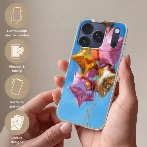 Ballonnen - Goud - Stervorm - Roze Telefoonhoesje iPhone 17 Pro klein -sfeer3_NL