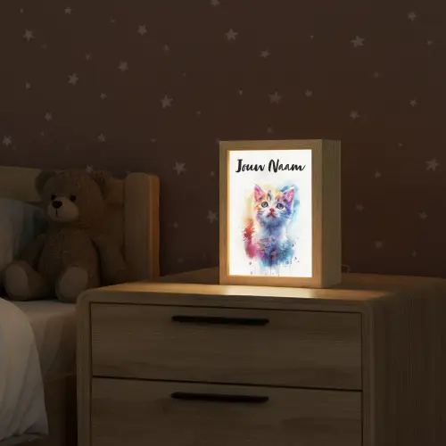 Kat - Portret - Kleuren - Verf - Wit Light Box met kabel (Kinderlampje) klein -sfeer1_kind