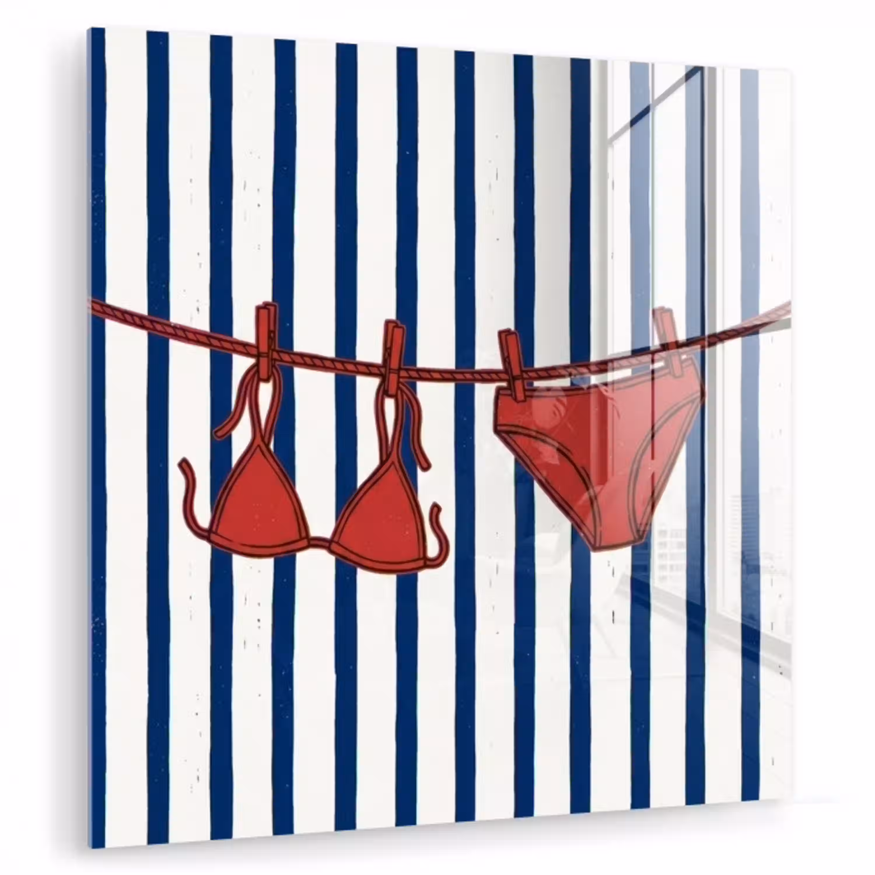 Badkleding - Waslijn - Zomer - Illustratie - Rood plexiglas 5mm klein -zzzproduct_nieuw