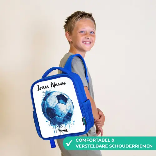Voetbalvibes - Inktspatten - Blauw Kinderrugzak - Blauw middel -sfeer3_NL