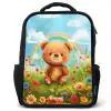 Teddybeer tussen de bloemen Rugzak - Zwart middel -3d