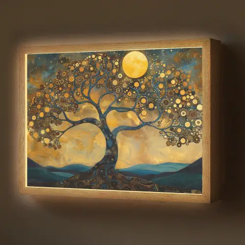 Boom - Industrieel - Abstract - Geel Light Box met batterij (Wandlamp) middel -z3d_website