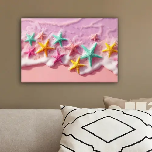 Zeesterren - Strand - Golven canvas 2cm klein -sfeer3