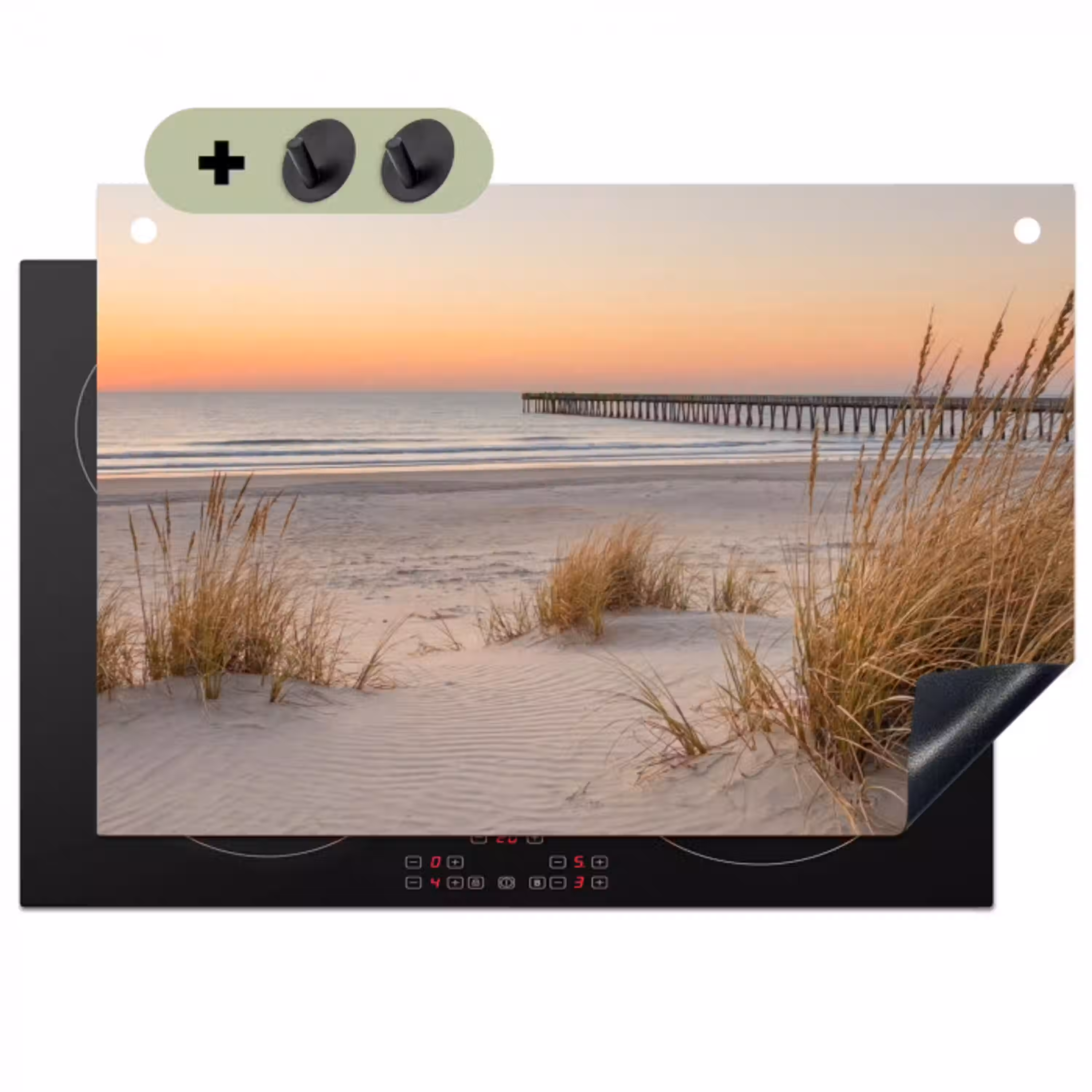 Pier - Zonsondergang - Strand Inductie beschemer met haakjes klein -3d