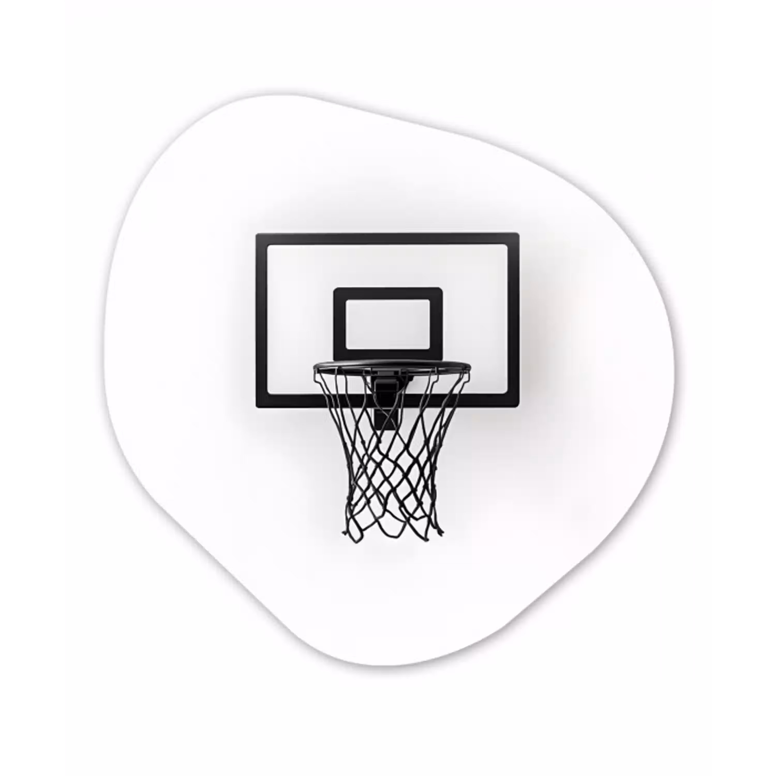 Basketbalbord - Minimalistisch - Zwart Wandcirkel Organisch Plexiglas middel -3d