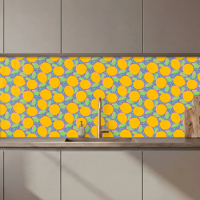 Sinaasappels - Bladeren - Kleurrijk keuken achterwand 2 middel 871 zz_3dshopping