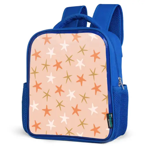 Zee - Dieren - Roze - Zeesterren Kinderrugzak - Blauw middel 862 -schuin