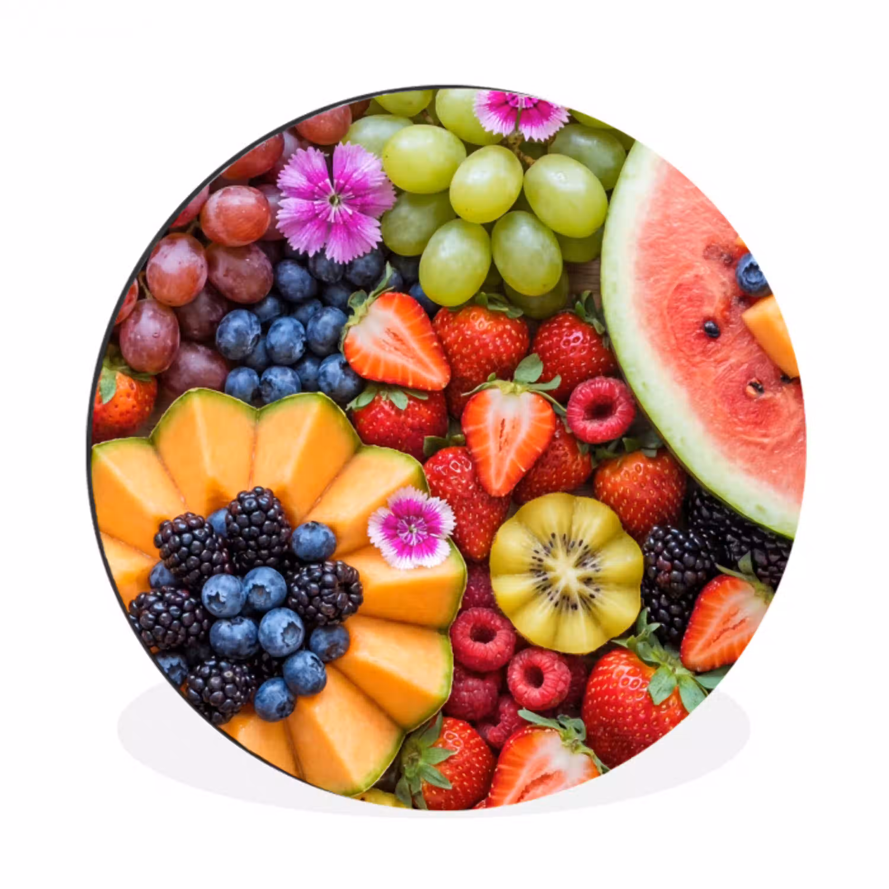 Fruit - Vers - Variatie - Eten - Kleurrijk Wandcirkel aluminium klein -3d