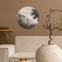Zee - Villa - Beige Wandcirkel behangsticker klein -sfeer1