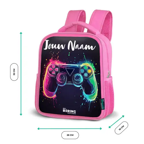Neon - Controller - Verfspatten - Game Kinderrugzak - Roze middel -productfoto_formaten