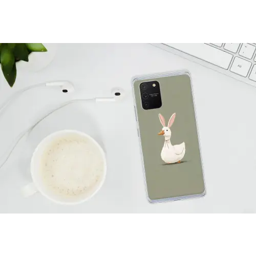 Eend - Konijnoren - Grijs Telefoonhoesje Samsung Galaxy S10 Lite klein -oordopS10Lite