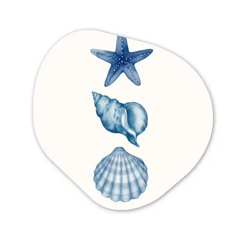 Zeester - Schelpen - Blauw Wandcirkel Organisch Forex 3mm klein -3d