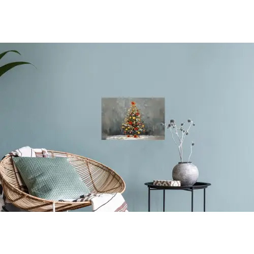 Kerstboom - Cadeaus - Rood - Goud Muursticker klein -plant