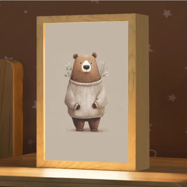 Kids’ Night Light - Bear - White flowers - Cozy