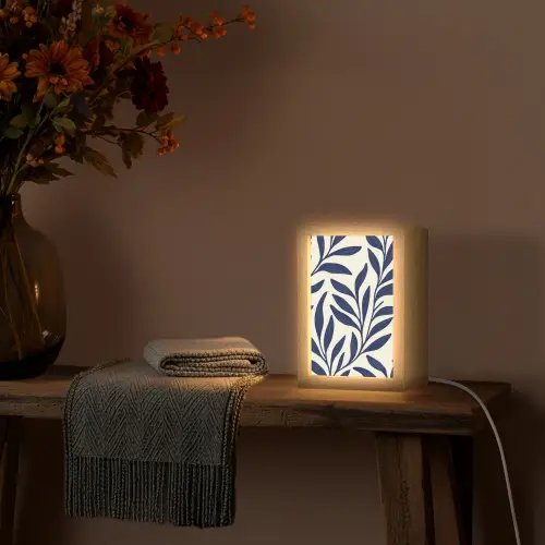 Bladeren - Klimop - Donkerblauw Light Box met kabel (Tafellamp) klein -sfeer4